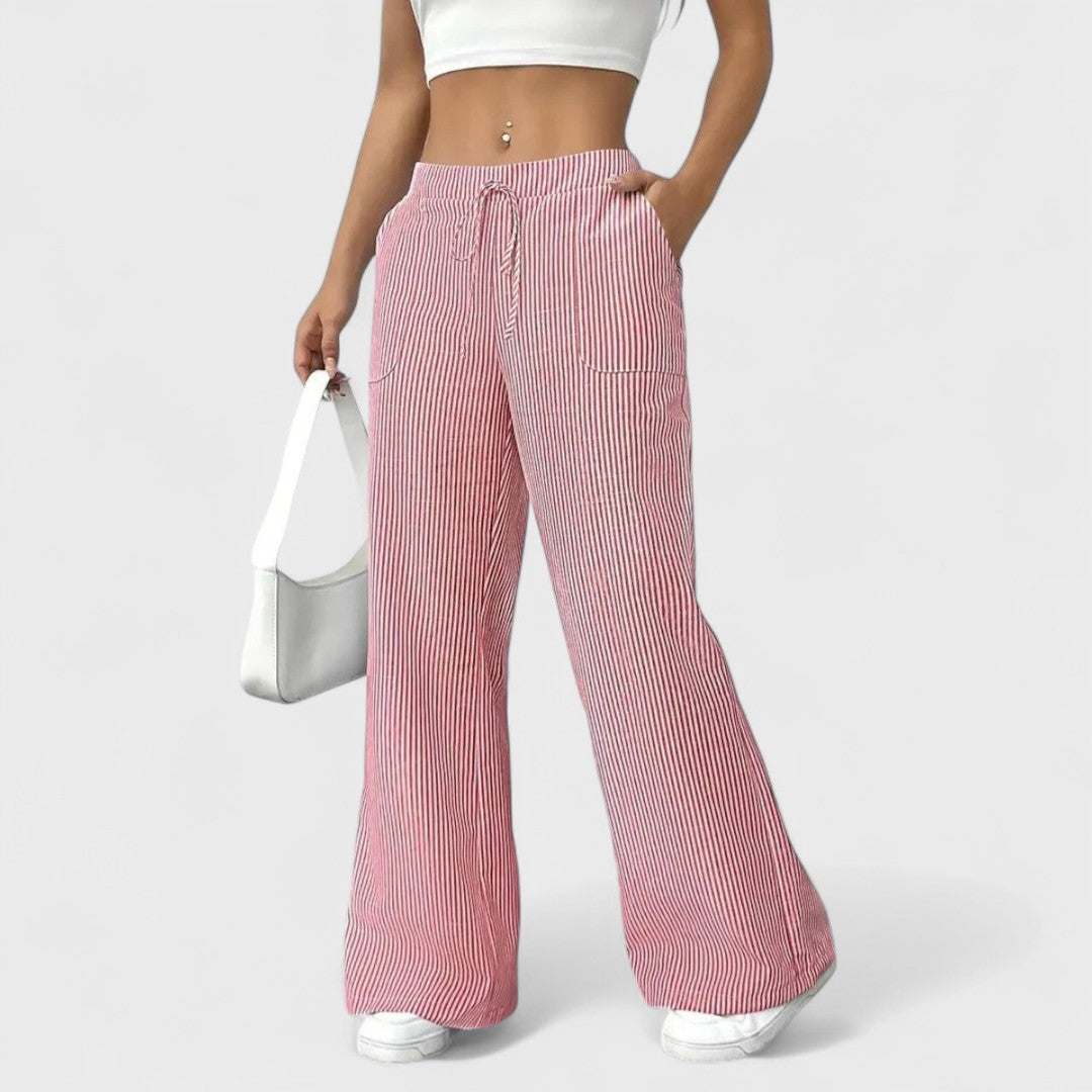 Dominique - Pantalones anchos cómodos con detalles elegantes