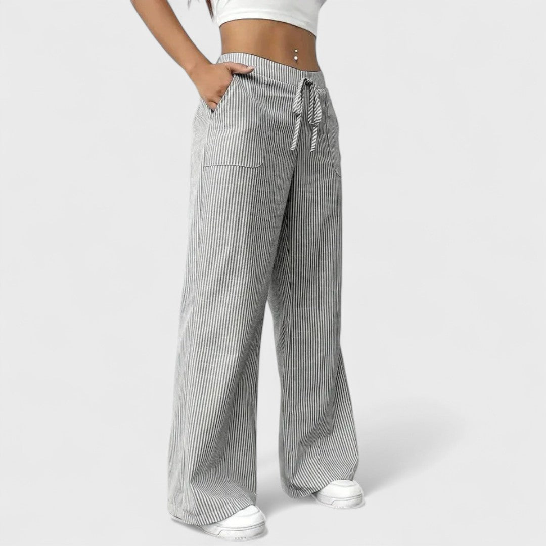 Dominique - Pantalones anchos cómodos con detalles elegantes