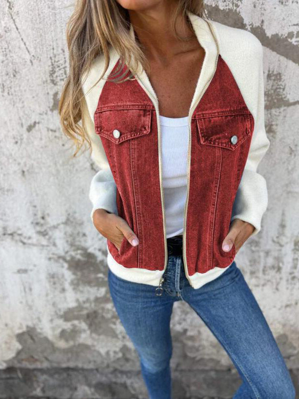 Dorte – Chaqueta casual de denim y punto