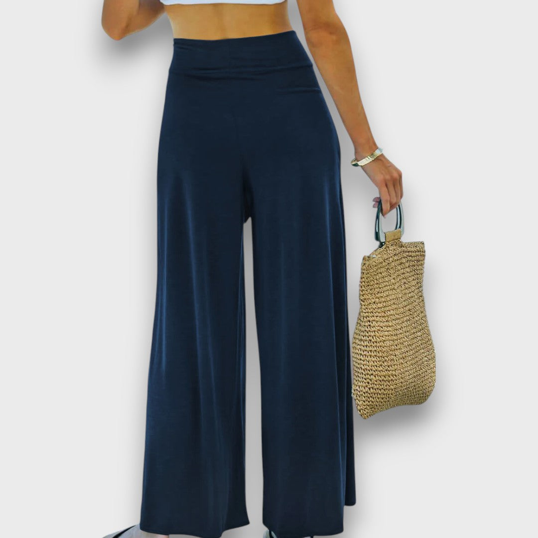 Narella – Pantalones de verano con efecto cruzado y cinturilla para anudar