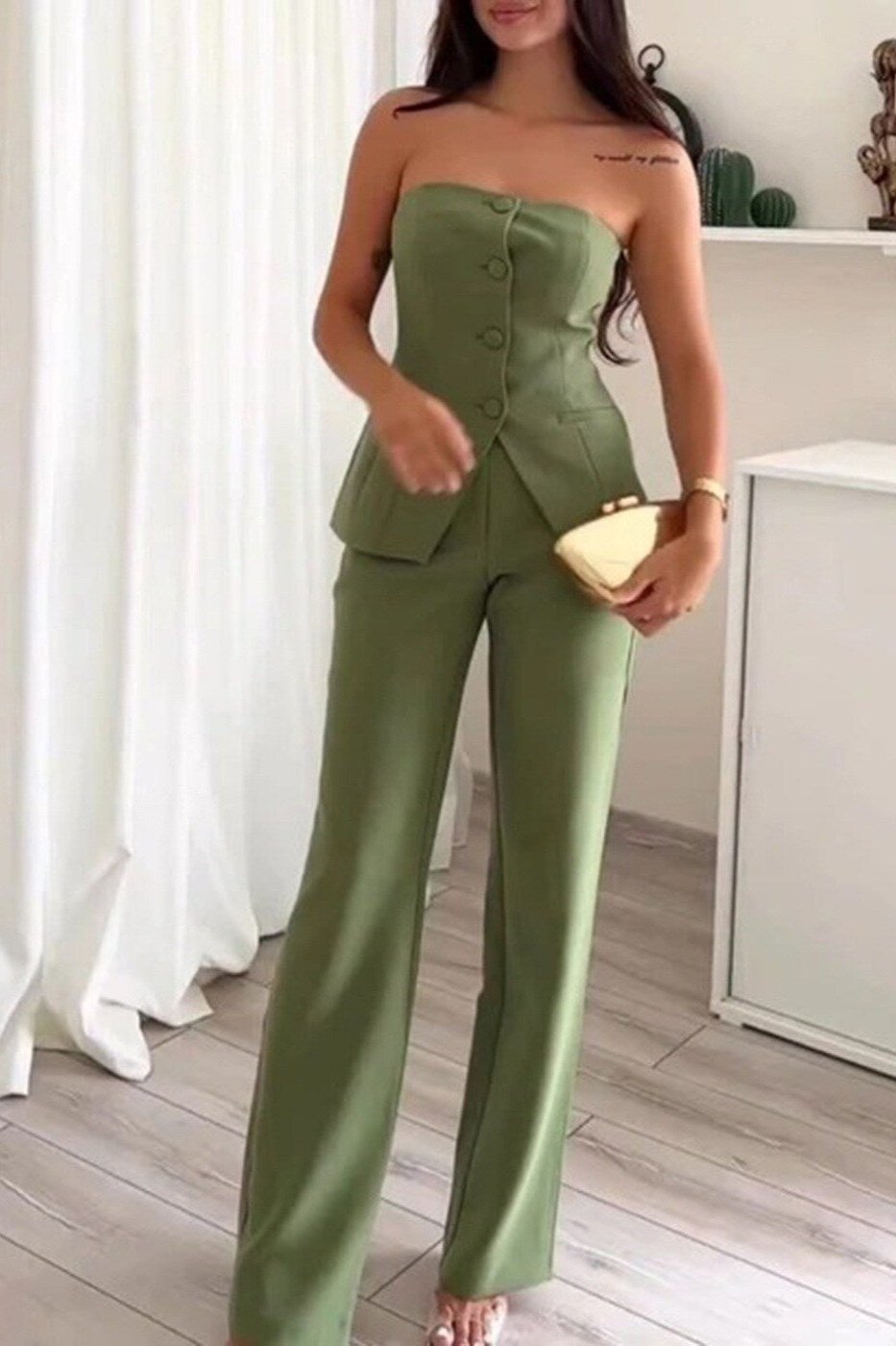 BRIA - Conjunto completo de dos piezas sin tirantes con botones