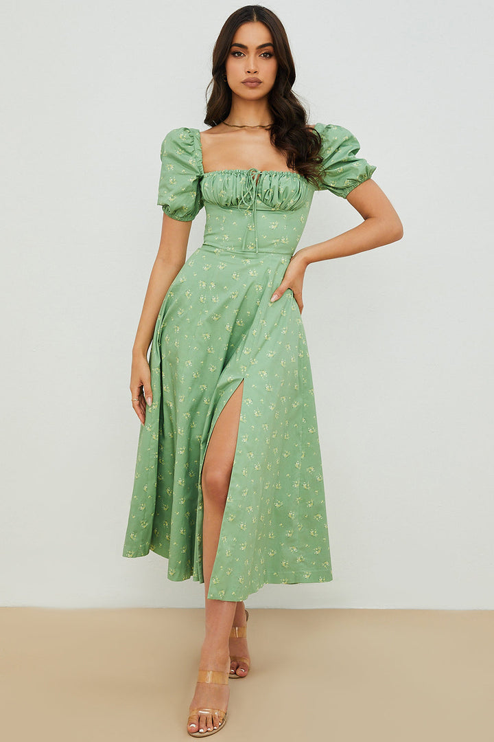 Arianna – Vestido boho con mangas abullonadas