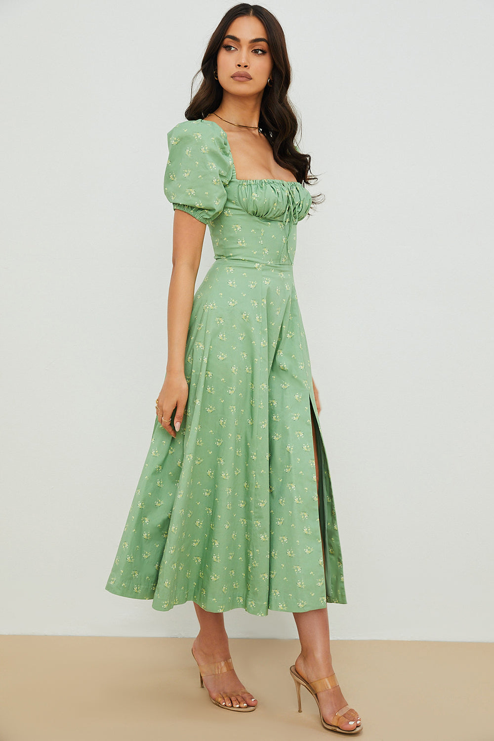 Arianna – Vestido boho con mangas abullonadas