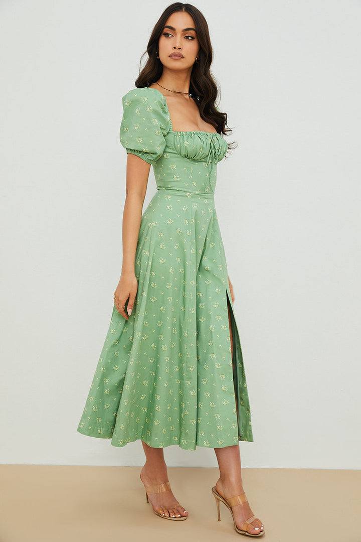 Arianna – Vestido boho con mangas abullonadas