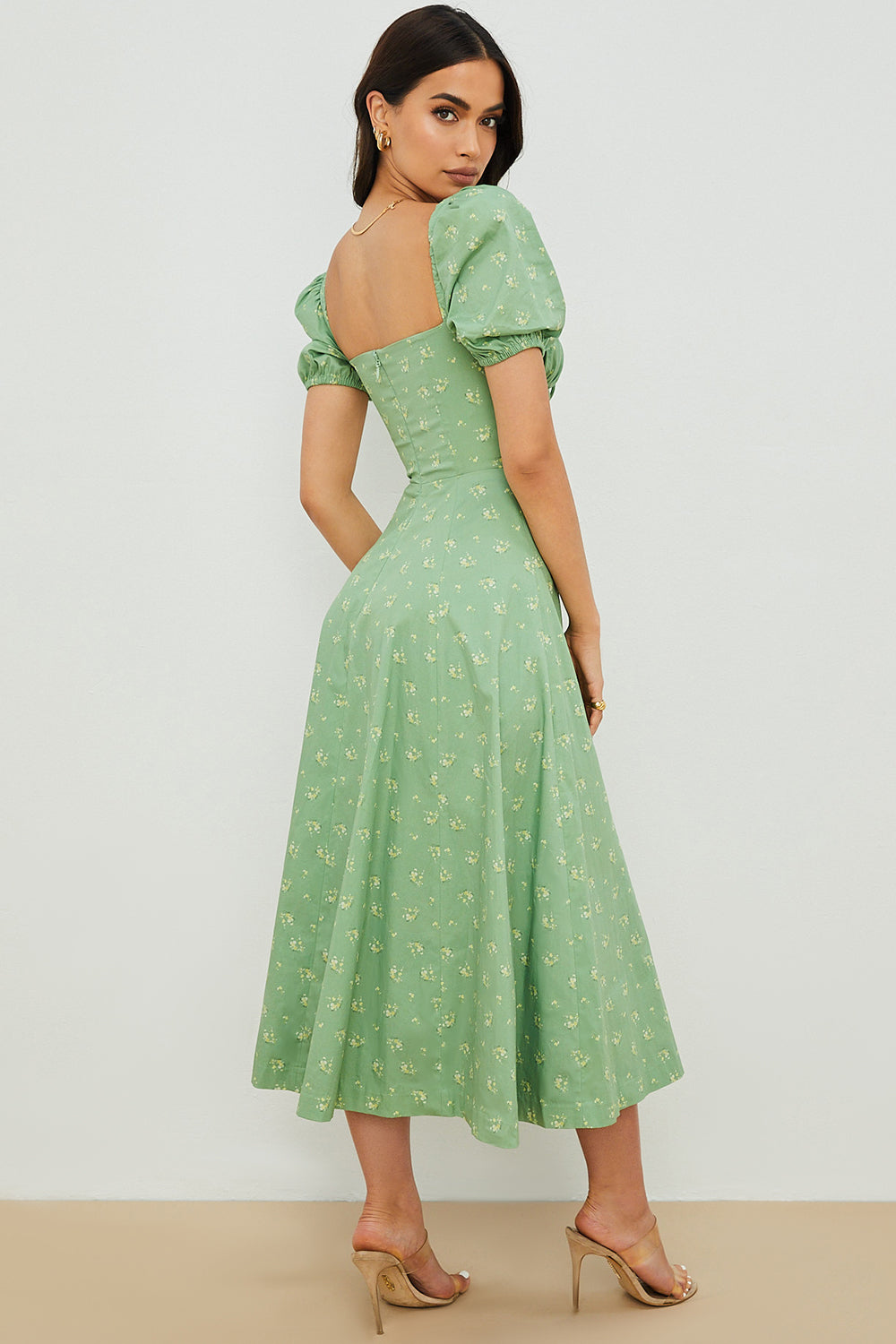 Arianna – Vestido boho con mangas abullonadas