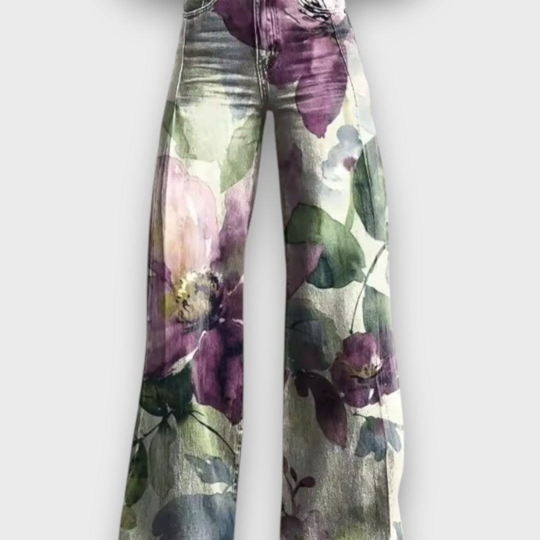 Maribel – Jeans de pierna ancha con impresión floral