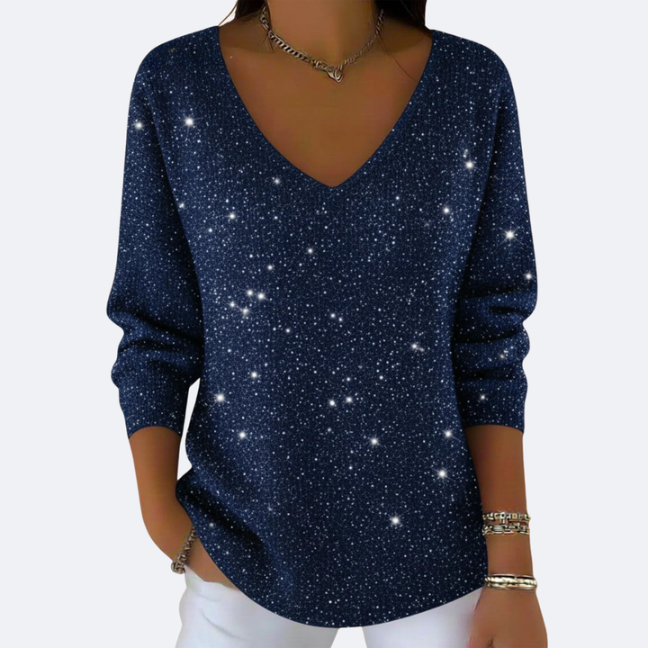 GIULIA - Elegante Suéter V-Neck con Glitter