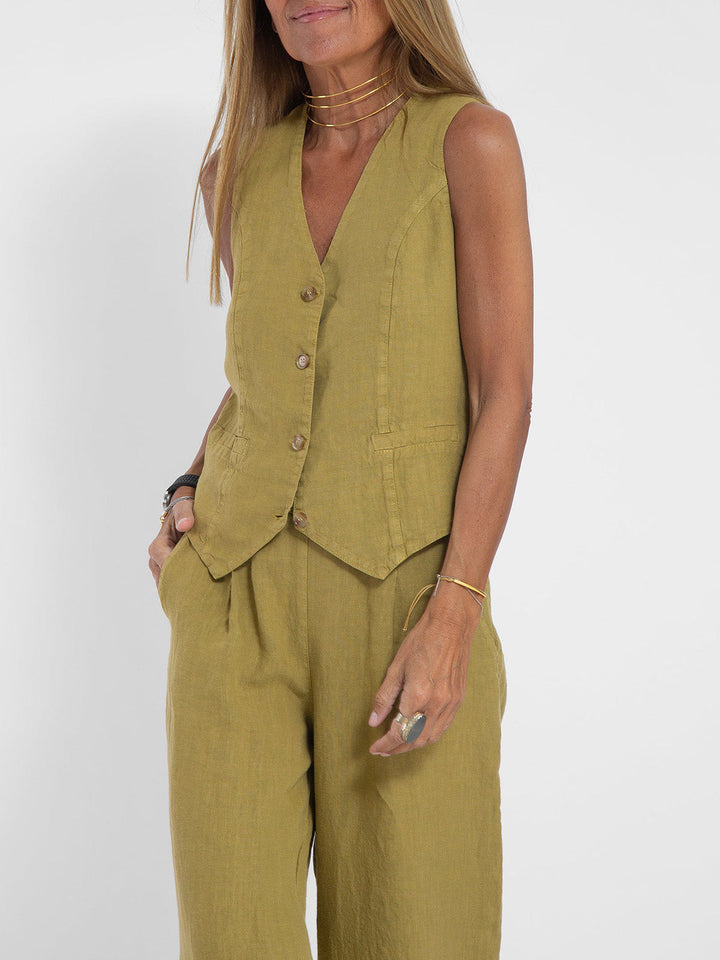 Aira - Conjunto completo de dos piezas con chaleco y pantalones de pierna ancha