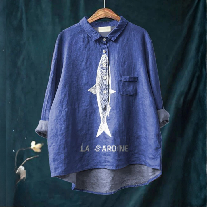Federica – Camisa de lino con estampado