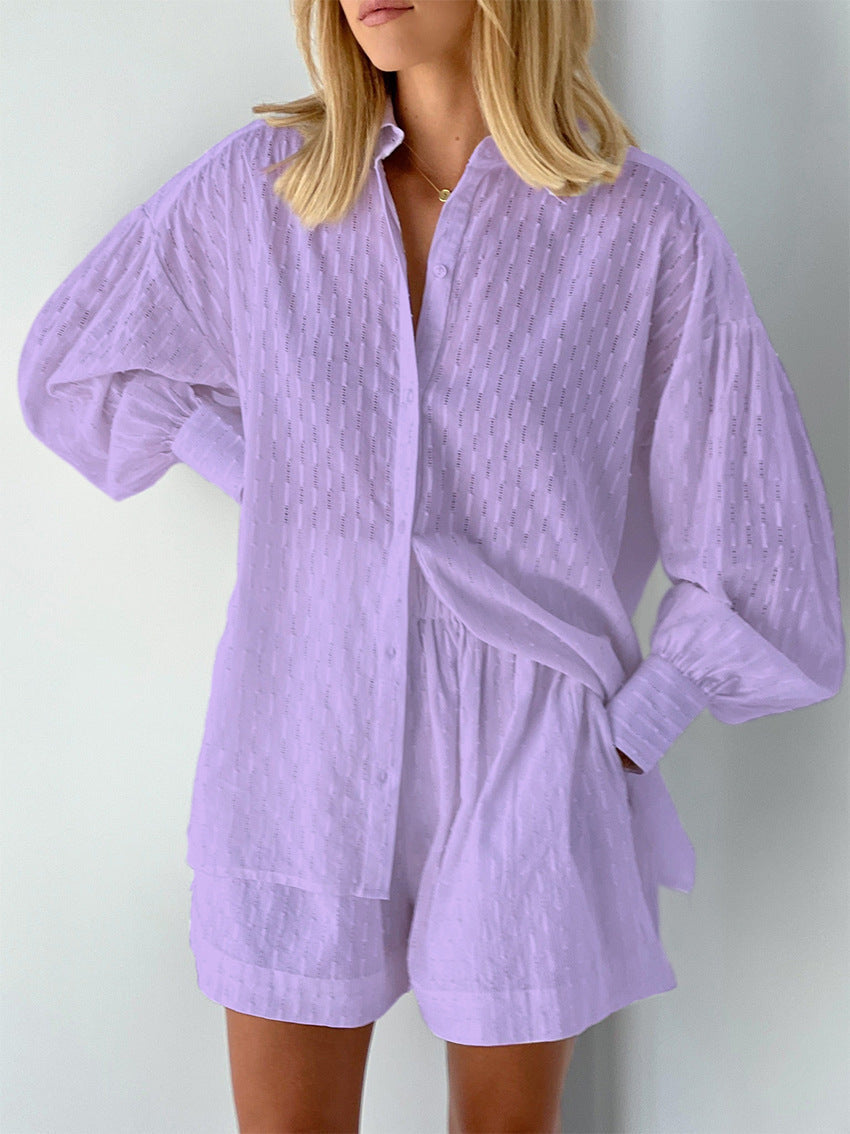 Elizabeth - Conjunto de dos piezas fluido con camisa y pantalones cortos
