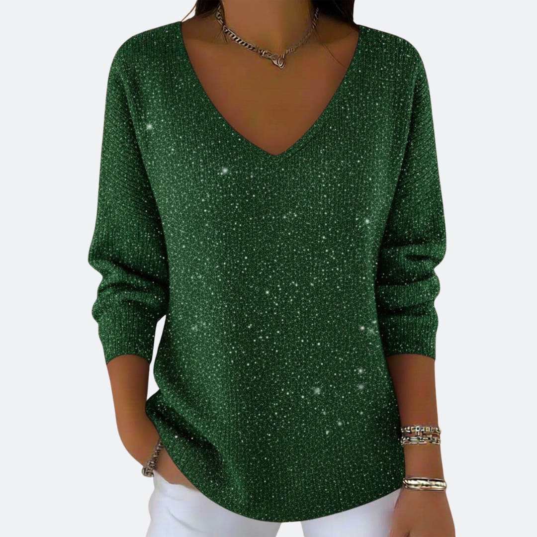 GIULIA - Elegante Suéter V-Neck con Glitter