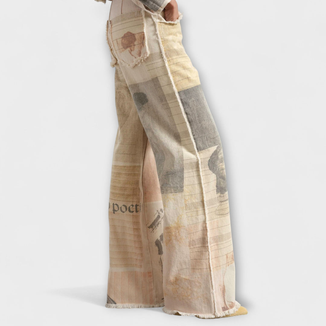 Rhea – Jeans de pierna ancha estampados con un toque vintage
