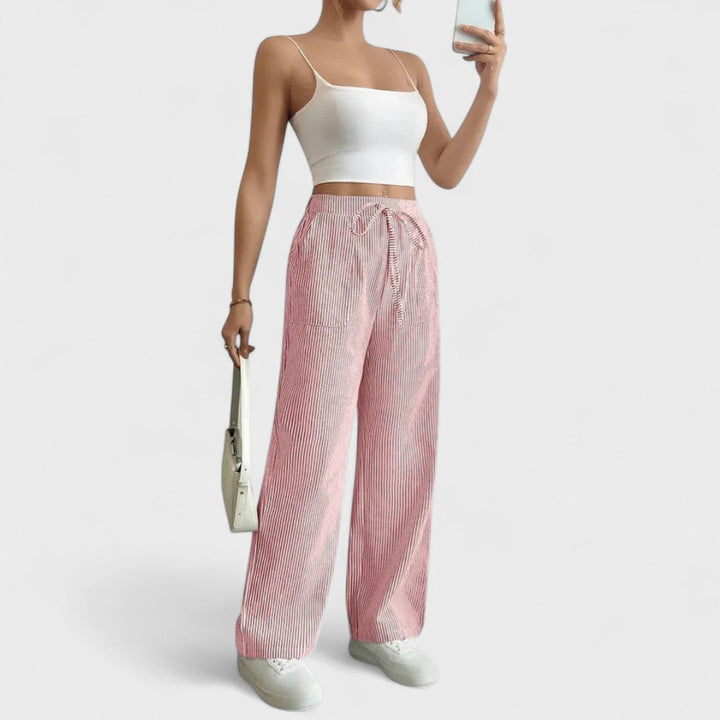 Dominique - Pantalones anchos cómodos con detalles elegantes