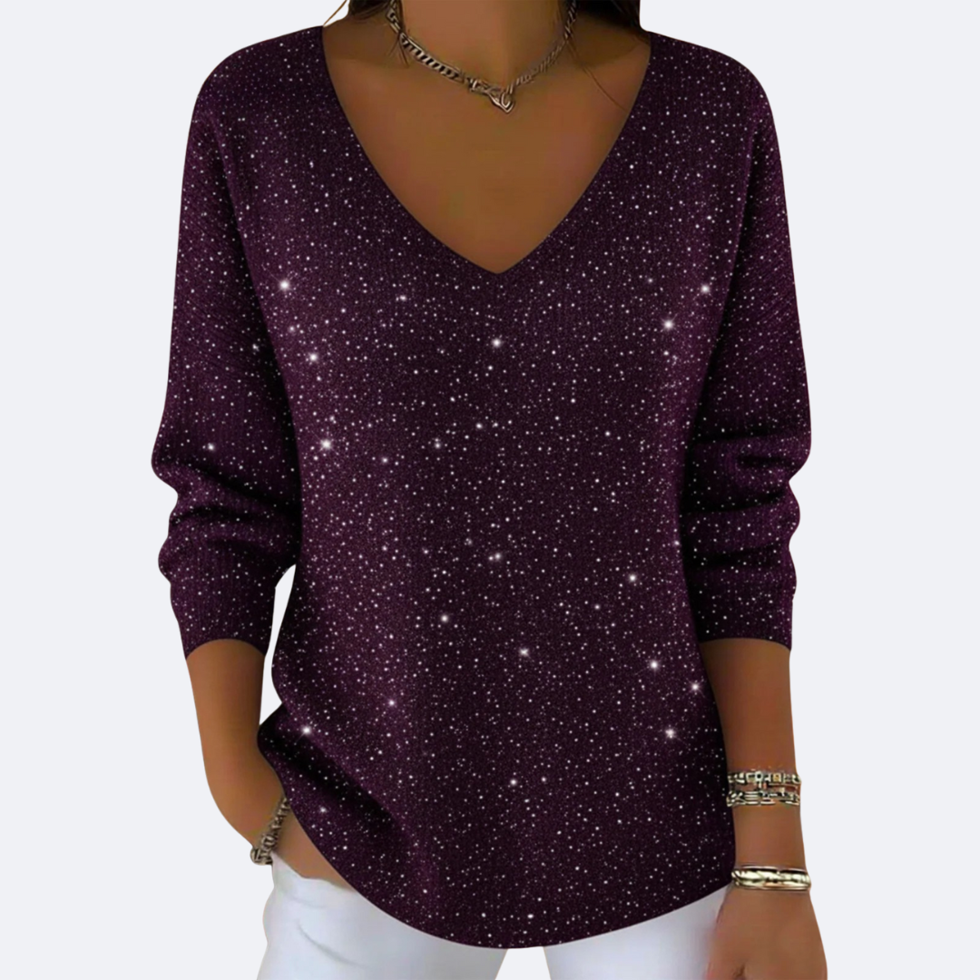 GIULIA - Elegante Suéter V-Cuello con Glitter
