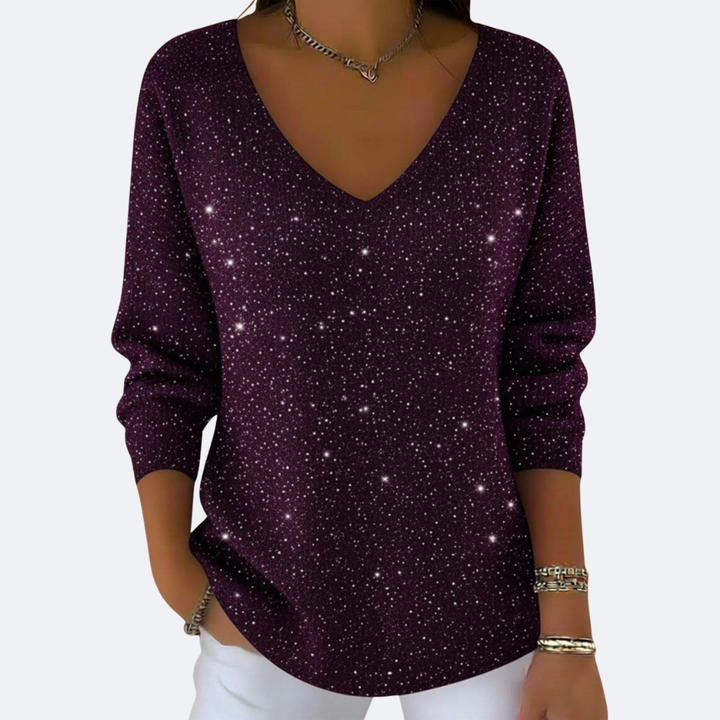 GIULIA - Elegante Suéter V-Neck con Glitter