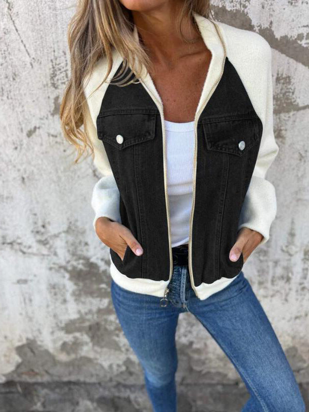 Dorte – Chaqueta casual de denim y punto