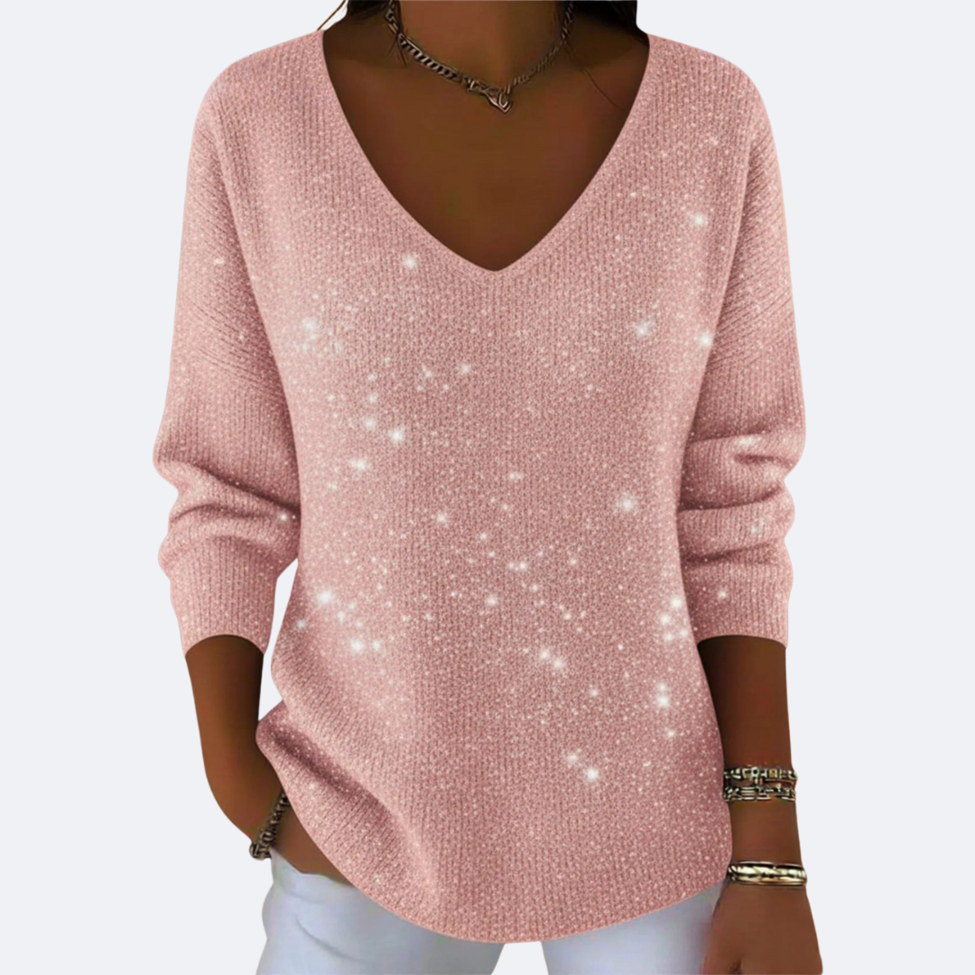GIULIA - Elegante Suéter V-Neck con Glitter
