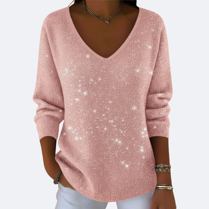 GIULIA - Elegante Suéter V-Neck con Glitter