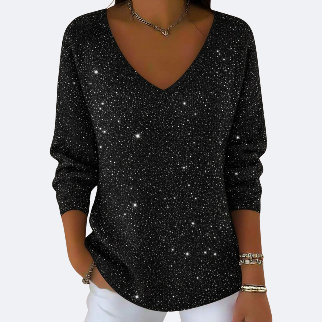 GIULIA - Elegante Suéter V-Cuello con Glitter