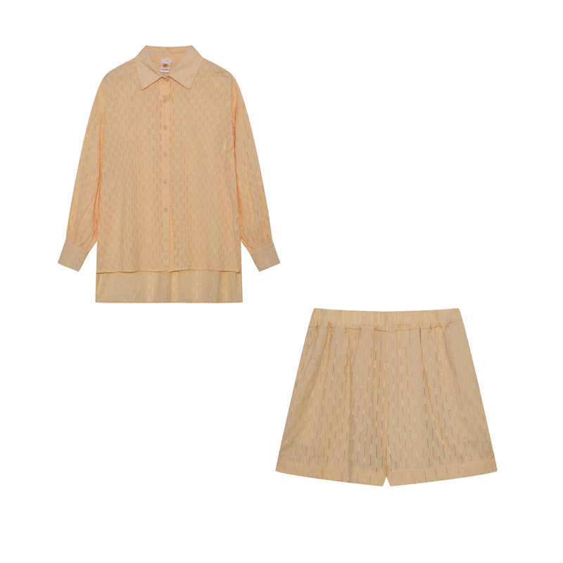 Elizabeth - Conjunto de dos piezas fluido con camisa y pantalones cortos