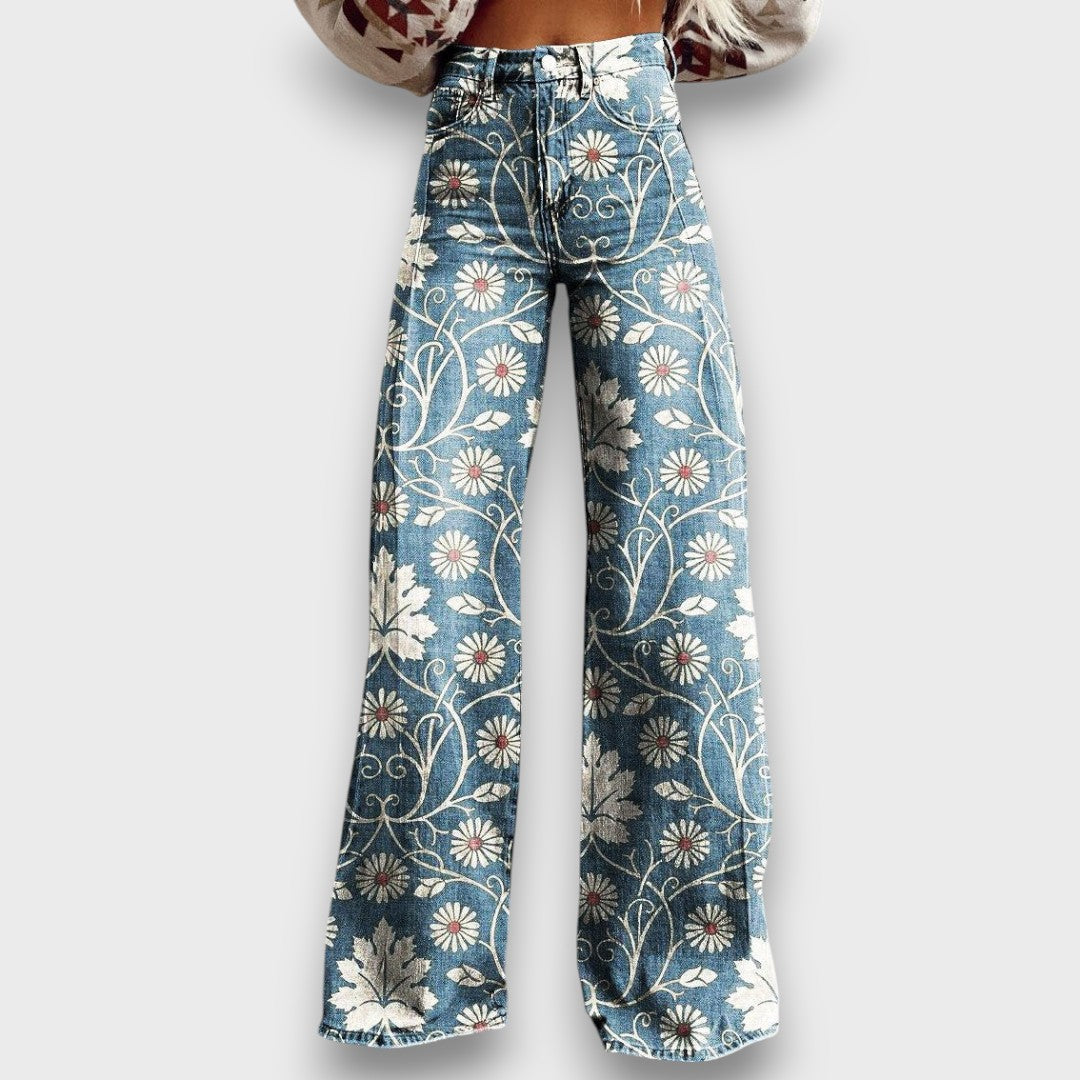 Elaya – Jeans Boho con motivo floral