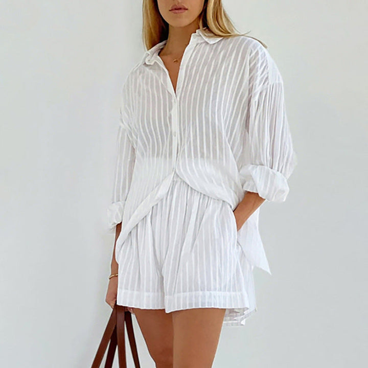 Yselia - Conjunto de dos piezas fluido con camisa y pantalones cortos