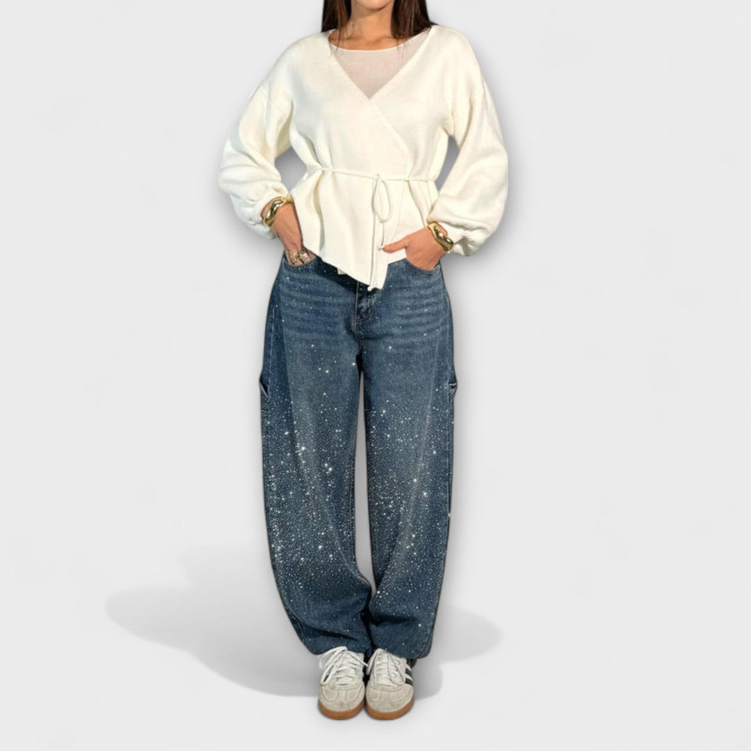 Fable - Jeans de estilo carpintero con globo en denim