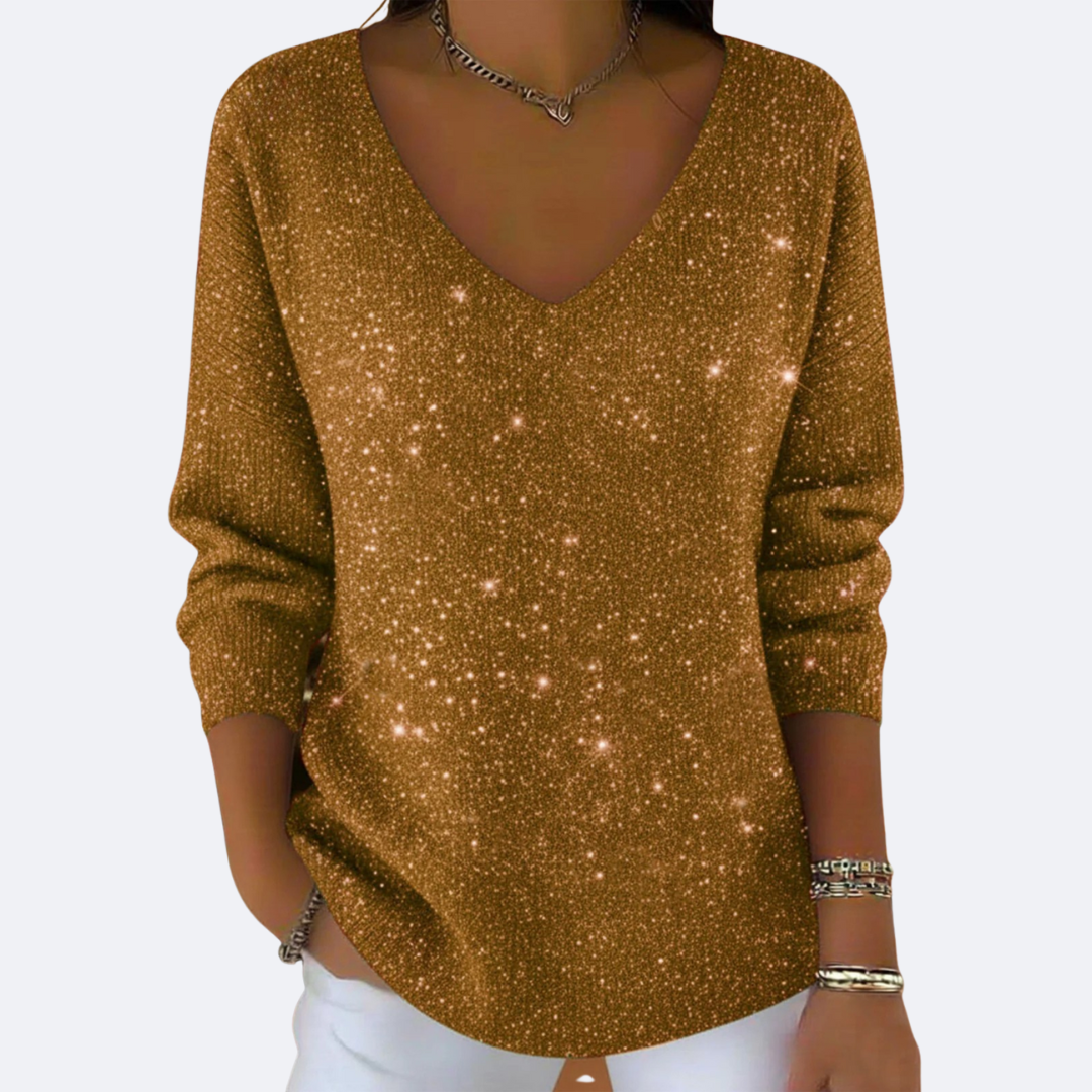 GIULIA - Elegante Suéter V-Neck con Glitter