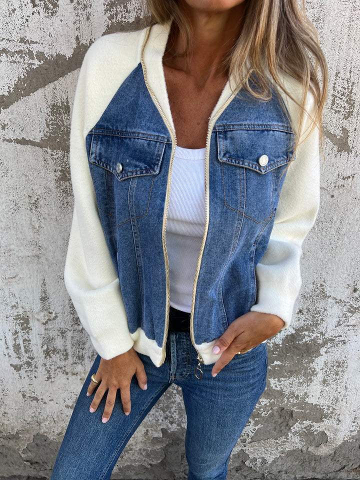 Dorte – Chaqueta casual de denim y punto