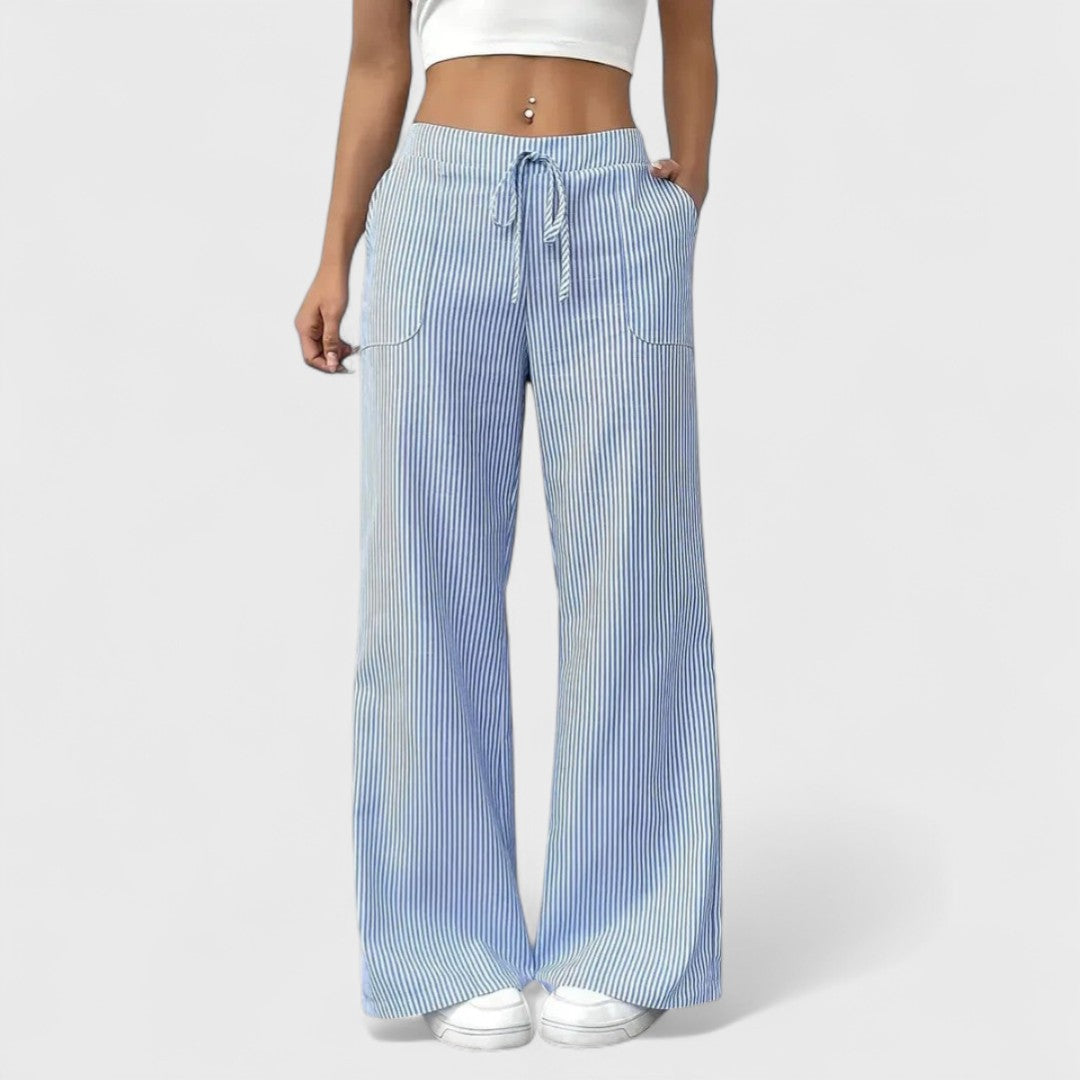 Dominique - Pantalones anchos cómodos con detalles elegantes