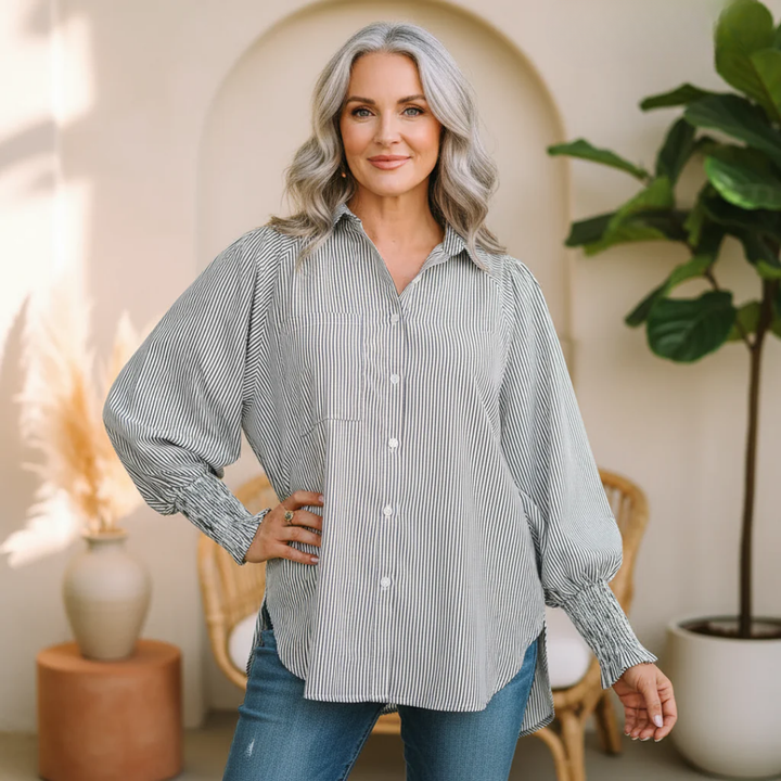 Quinlee - Camisa de rayas suave
