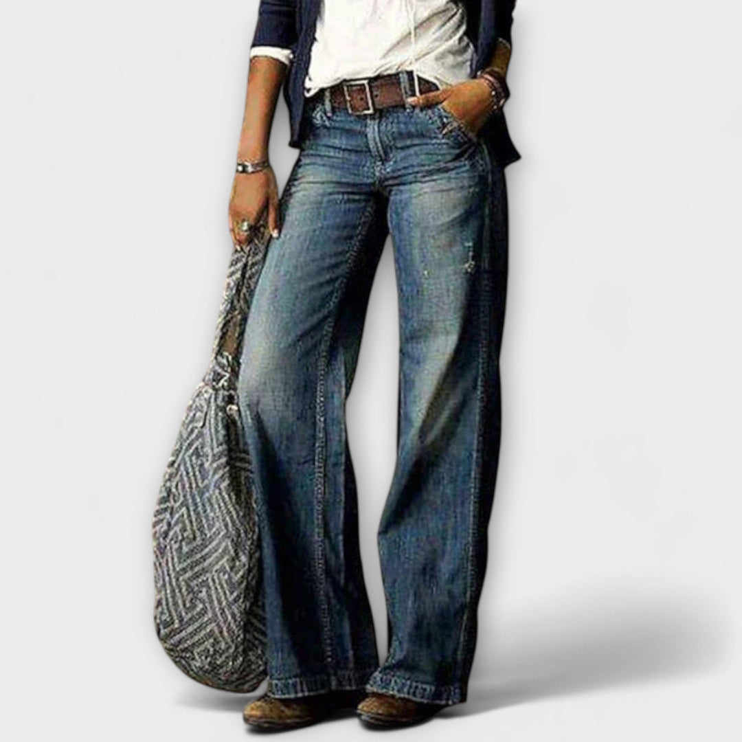 Cess - Pantalones de Denim con Pierna Ancha