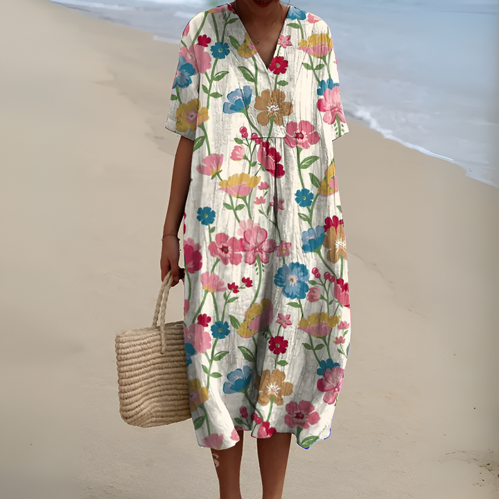Silvia™ | Vestido de Lino Mediterráneo