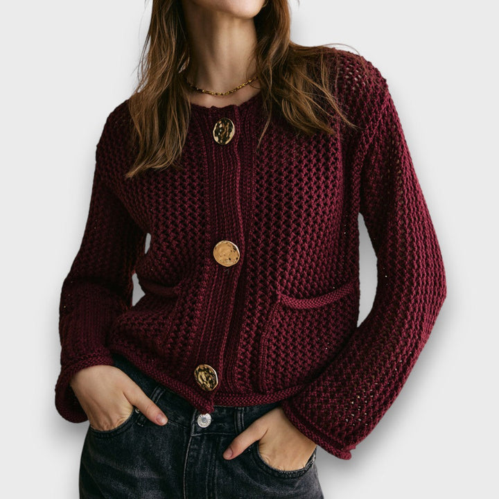 Jessa – Cárdigan en Rojo Burdeos