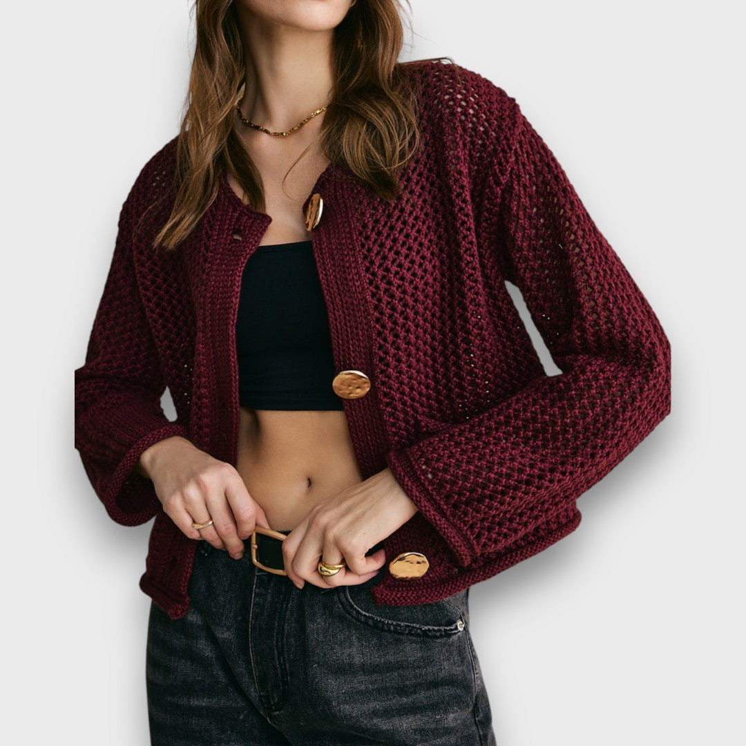 Jessa – Cárdigan en Rojo Burdeos