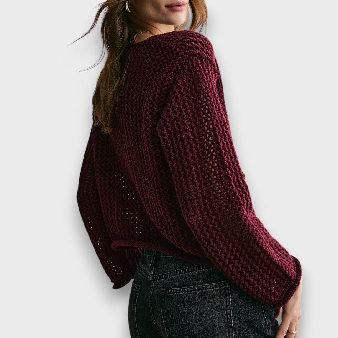 Jessa – Cárdigan en Rojo Burdeos