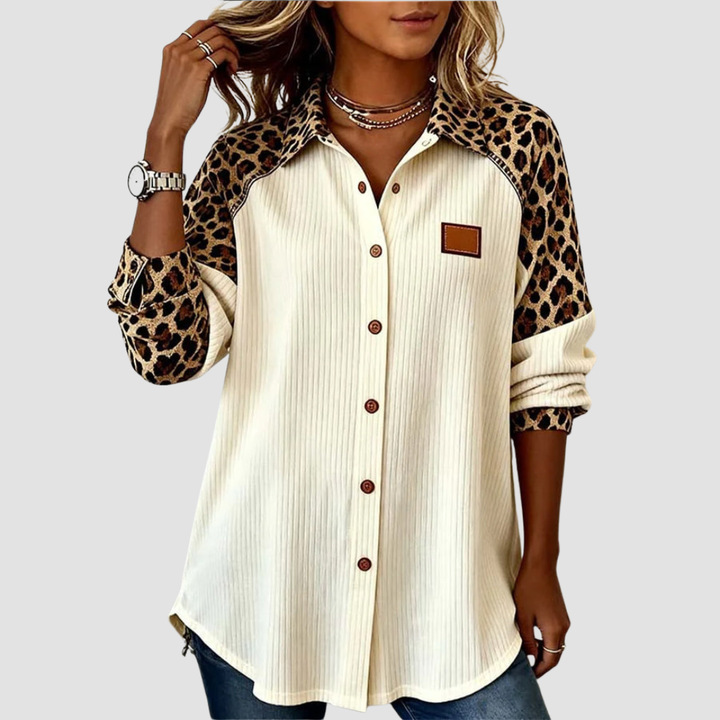 Jordana™ | Camisa Elegante con Estampado de Leopardo