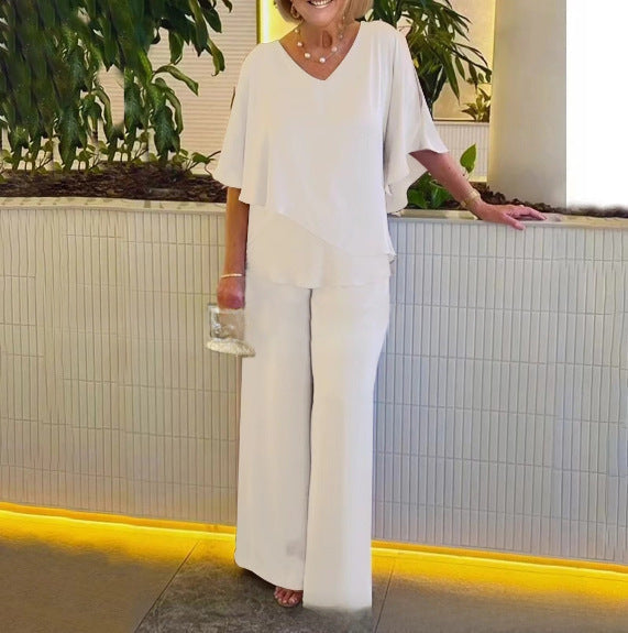 Martha - Conjunto de dos piezas pantalones de pierna ancha