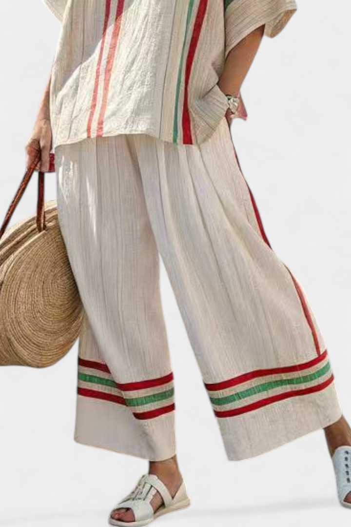 Noemi – blusa boho estampada y pantalones anchos cómodos