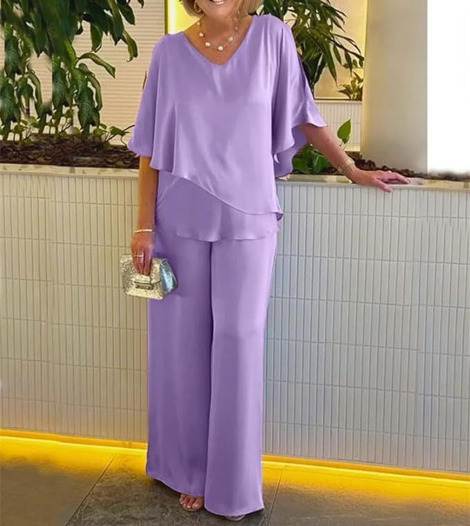 Martha - Conjunto de dos piezas pantalones de pierna ancha