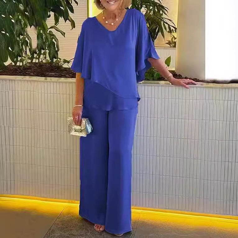 Martha - Conjunto de dos piezas pantalones de pierna ancha