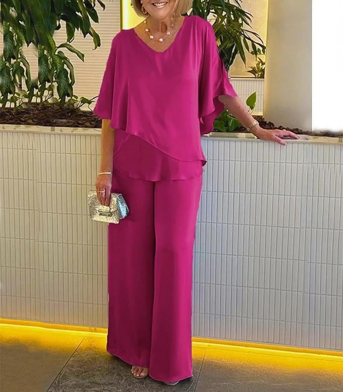 Martha - Conjunto de dos piezas pantalones de pierna ancha