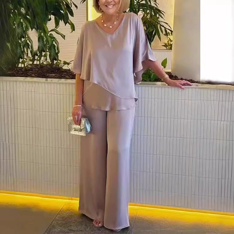 Martha - Conjunto de dos piezas pantalones de pierna ancha