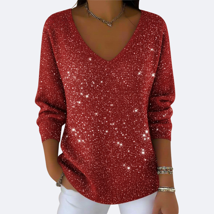 GIULIA - Elegante Suéter V-Neck con Glitter