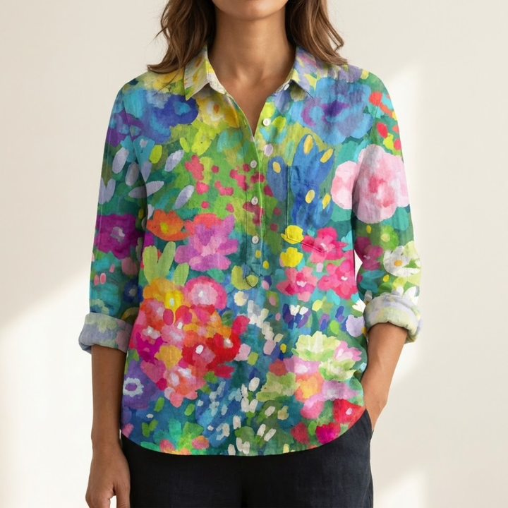 Renata – Camisa de lino con diseño