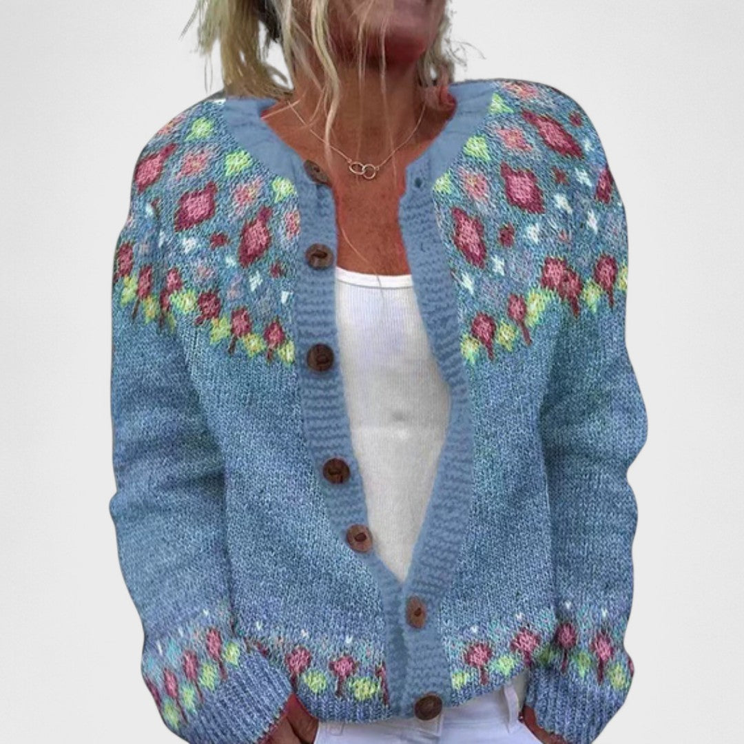 Lianne Verde Bosco – Cárdigan de punto ancho con diseño chic