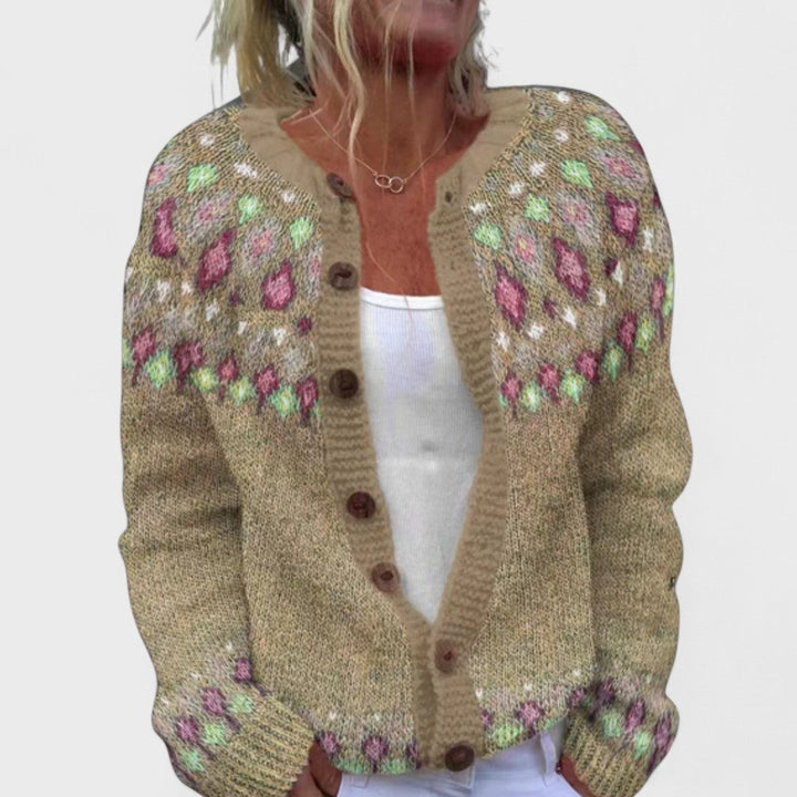 Lianne Azzurro Polvere – Cárdigan de punto ancho con diseño chic