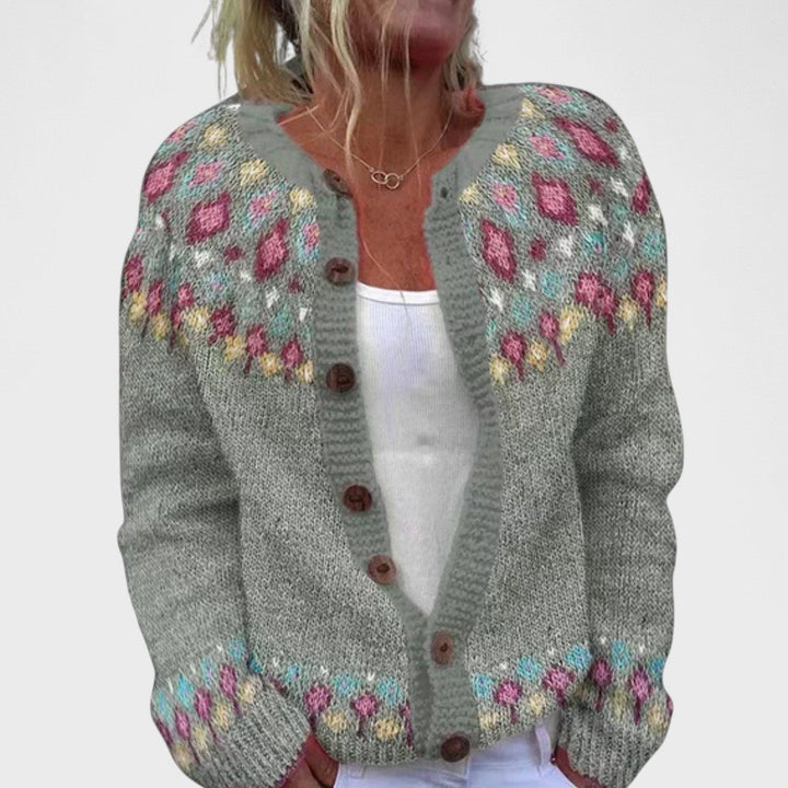 Lianne Rosa Pétalo – Cárdigan de punto ancho con diseño chic