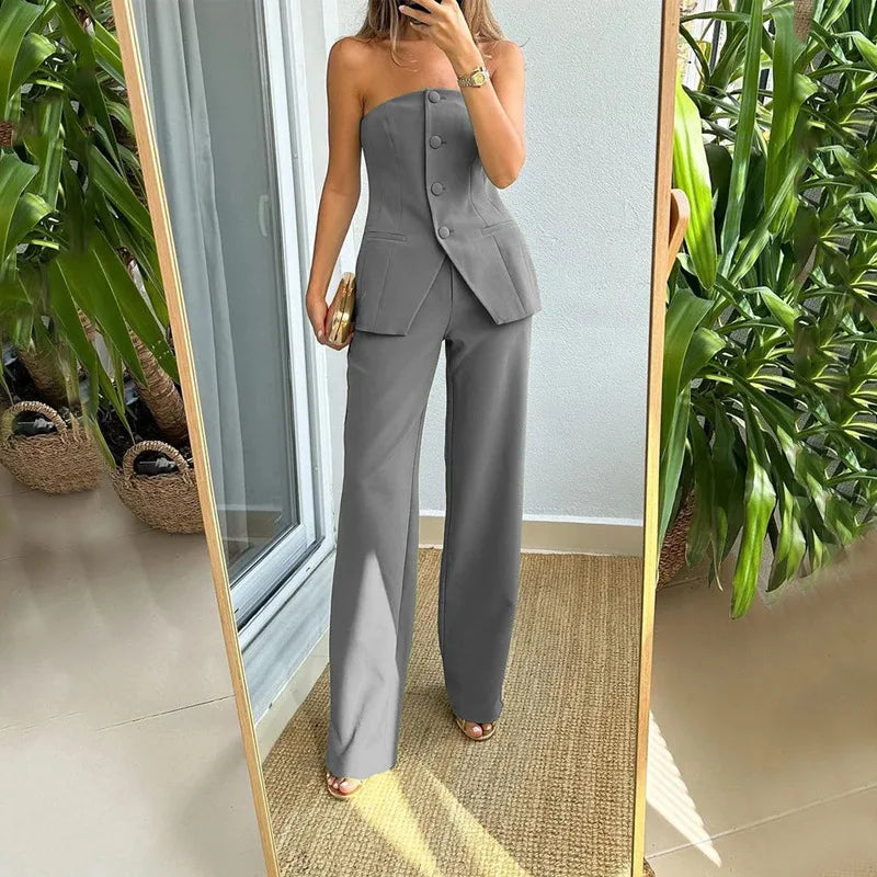 BRIA - Conjunto completo de dos piezas sin tirantes con botones