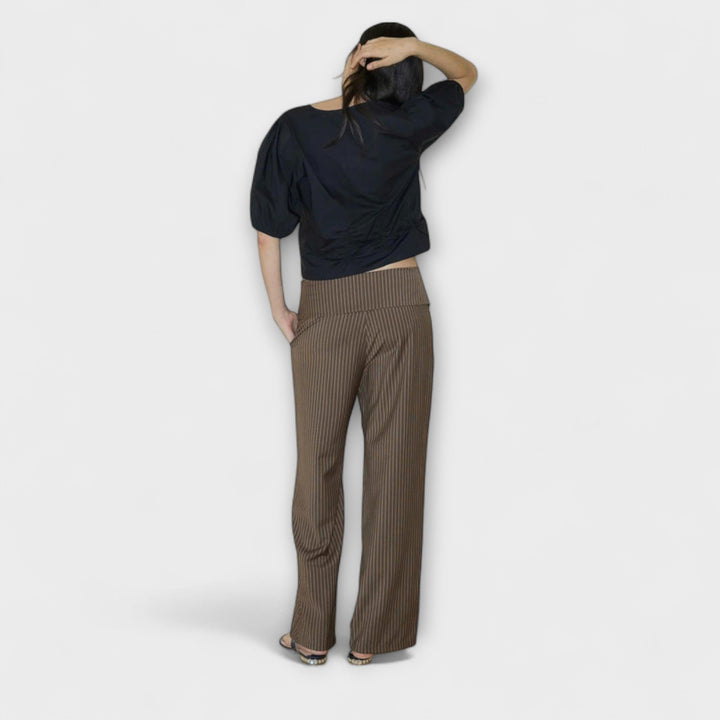 Julia - Pantalones Rayados Plegables